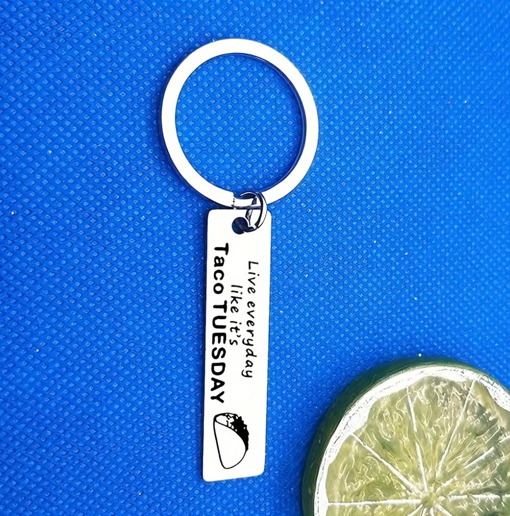 3/$25 Live Everday Like It's Taco Tuesday Lego Movie Stainless Steel Keychain